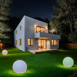 Licht-Erlebnisse Led Kugellampe Außen Solar Dimmbar 50 cm Weiß Rund Mit Farbwechsel Rgbw 50-600 Lm