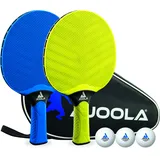 Joola Vivid Outdoor 2 Tischtennisschläger + 3 Tischtennisbälle + Tischtennishülle, Lime/blau, 6-teilig