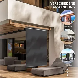 Outsunny Balkonverkleidung 124 x 222 cm grau Aluminium 1 St.