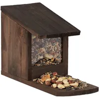 Relaxdays Eichhörnchen Futterhaus, Futterkasten f. Eichhörnchen, zum Aufstellen, Holz, hbt 17,5 x 12 x 25cm, dunkelbraun