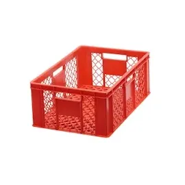 Logiplast 6 Stück Bäckerkisten 600 x 400 x 230 mm + 1 Transportroller in Rot