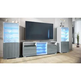 Vladon Wohnwand, Anthrazit, Holzwerkstoff, 286x122.5x35 cm, Wohnzimmer, Wohnwände, Wohnwand-Sets