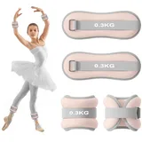 2PCS Gewichtsmanschetten Fuß, Gewichte für Beine und Arme, Ankle Weights, Handgelenk Gewichte, Knöchelgewichte für Pilates, Yoga, Gehen, Joggen, Aerobic (Rosa, 0,3kg)