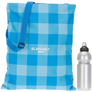 Elephant Turnbeutel Sportbeutel Hero Signature Attach Bag Tasche fixierbar Jungen Mädchen Auswahl passt zu Cyber Camo, Two Tone, Flower, Cube oder Plaid + Trinkflasche (Plaid Aqua 12371) - Einheitsgröße