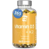 Vitamin D. (5000 IE) 365 Kapseln Vitamin D3 + K2 Hochdosiert Unterstützt Immun Und Knochenfunktion Hohe Konzentration Antioxidantien Antifettiga Weichkapseln Premium