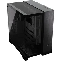 Corsair 6500X Mid-Tower ATX-Doppelkammer-PC-Gehäuse – Gehärtetes Panoramaglas - Umgekehrte Verbindung Motherboard-Kompatibel – Keine Ventilatoren Inbegriffen – Schwarz/Obsidian Aluminium