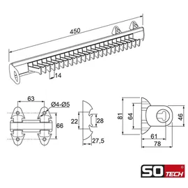 SOTech Ausziehbarer Krawatten und Gürtelhalter schwarz Länge 450 mm