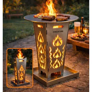 FireDesire Feuerkorb 80cm + Grillplatte + Ascheschale, Feuertonne, Feuerschale, Grilltonne, Ofen, Terassenofen, Grill