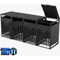 ALL Premium Mülltonnenbox 4er – Abschließbar & wetterfest, für Garten, Hof & Straße, beliebig erweiterbar, legierter Stahl robust & langlebig