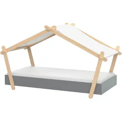 Kinderbett DEMEYERE GROUP "Lodge", graphit grau, holzdekor, B:105,5cm H:129,7cm L:223,2cm, Betten, Bett in der Hausform
