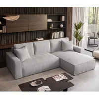 beautysofa Ecksofa mit Schlaffunktion - Stauraum Sofa 290cm Wohnzimme hellgrau Poso 55 l-förmig, Farbe: