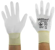 SafeGuard ESD Handschuh, beschichtete Handflächen, silikonfrei DSWL40766 , 1 Paar, Größe XL, weiß/gelb