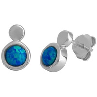 VIVANCE Paar Ohrstecker 925/- Sterling Silber rhodiniert imit. Opal blau«, 1 1Cm Glänzend