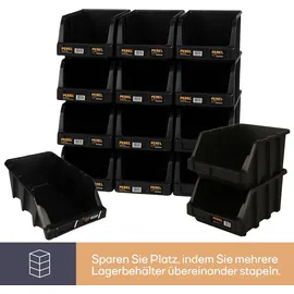 Perel Stapelbox, Lagerboxen Kunststoff, Sichtbox, Werkstatt Stapelbox Garage, Sichtlagerkasten zur - Schwarz