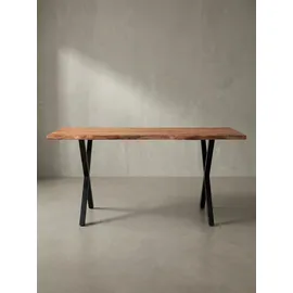 KADIMA DESIGN Schreibtisch XL Professional 180x90 Akazie Massiv Goldbraun-Schwarz Baumkante Büro Design Kreta Kollektion Kadima Design