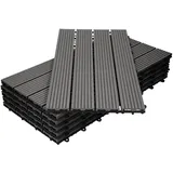 ECD Germany WPC Terrassenfliesen 60x30 cm 6Er Spar Set Anthrazit in Holzoptik