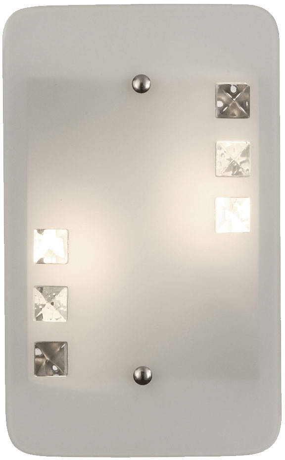 Wandlampe Wandleuchte Wohnzimmer Glas 2 flammig Kristalle, Metall, 2x E14 Fassung, H 28 cm