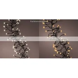 Lumineo Cluster 1128 LED 10,5 m, schwarzes Kabel in klassisch warm 10m, LEDs, Dimmer, Timer, IP44
