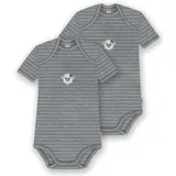 normani Outdoor Sports 2er Set Baby Merino Body Kurzarm Tauranga in Grau gestreift | Gr.: 86