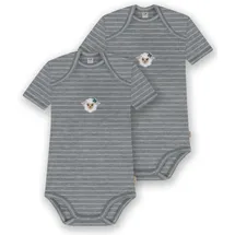 normani Outdoor Sports 2er Set Baby Merino Body Kurzarm Tauranga in Grau gestreift | Gr.: 86