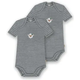 normani Outdoor Sports 2er Set Baby Merino Body Kurzarm Tauranga in Grau gestreift | Gr.: 86
