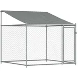 vidaXL Hundezwinger mit Dach und Tür 2 x 2 x 2 m Stahl Grau