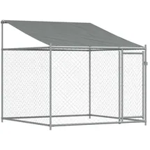 vidaXL Hundezwinger mit Dach und Tür 2 x 2 x 2 m Stahl Grau