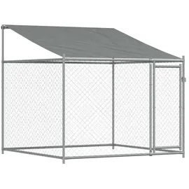 vidaXL Hundezwinger mit Dach und Tür 2 x 2 x 2 m Stahl Grau