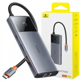 Baseus Gleam Series II USB-A/USB-C/USB-C PD/HDMI/RJ45 – schwarz