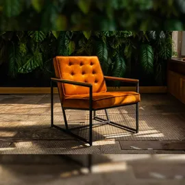 KAWOLA Sessel ARLY Polstersessel Bezug Velvet cognac