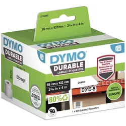 DYMO® Original Hochleistung Etikett für LabelWriterTM, Kunststoff - weiss - permanent haftend, widerstandsfähig, 1 x 300