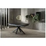 Sololed -  Ausziehbarer Tisch von 160 cm auf 240 cm, moderne Keramikplatte auf Portoro aus gehärtetem Glas