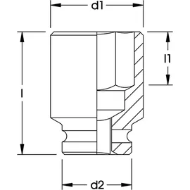 Elora Kraftschraubereinsatz 1.1/2", 6-kant, ELORA-793-100 mm