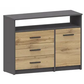 matkam Bodo Kommode 75 x 98 x 35 cm Anthrazit/Wotan Eiche