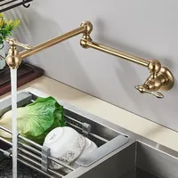 Gold Küchenarmatur Kaltwasserhahn 360° Wandarmatur Pot Filler Spültischarmatur