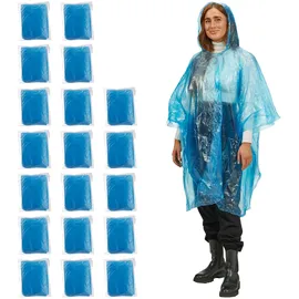 Relaxdays Regenponcho 20er Set, Blau