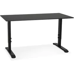 Kadima Design Schreibtisch höhenverstellbar | 140x70 cm | Schwarz Kompakt Ergonomisch | Computertisch Holz-Metall