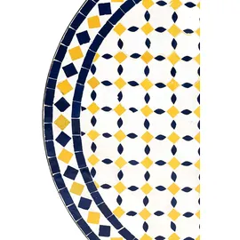 Marrakesch Orient & Mediterran Interior Mosaiktisch Ø 80 x 75 cm Blau/Gelb/Weiß