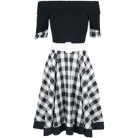Belsira - Rockabilly Kleid knielang - Schulterfreies Swing-Kleid - S bis 3XL - für Damen - Größe 3XL - schwarz/weiß - 3XL