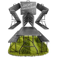 Ondis24 Biertischgarnitur Lisa Campingtisch 2X Bierbank 1x Biertisch Sitzbank klappbar Bierzeltgarnitur 3tlg. einfach transportabel mit Tragetasche (Anthrazit, XL)