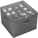 Cookmaster Schuh-Organizer für Schrank, passend für 16 Paar, große Schuhbox-Behälter, faltbare Aufbewahrungsbehälter mit transparenter Abdeckung und Bodenstütze, Grau
