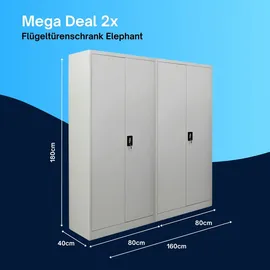 Proregal Elephant Aktenschrank 180x80x40 cm Lichtgrau