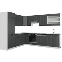 Vicco Winkelküche Fame-Line L-Form 227 x 287 cm Anthrazit/Weiß