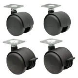 WAGNER Möbelrollen 4tlg. Set - HART - Ø 50 mm, Anschraubplatte 42 x 42 cm, 2 mit Bremse, Tragkraft je 50 kg - 02002688