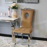 Barock Stuhl Luxury Brown brauner Polsterstuhl