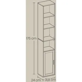 VASAGLE Bücherregal 175 x 31,8 x 24 cm Weiß