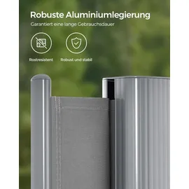 Songmics Aluminium Seitenmarkise 400 x 200 cm Grau