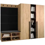 ABIKS MÖBEL Garderoben-Set MIRO Set 8, Garderobe mit gepolsterten Paneelen, Modern Design schwarz