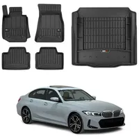 Omac Fußmatten & Kofferraumwanne Set kompatibel mit BMW 3er G20 2019-2026 Gummi Schwarz 5X