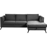 CAVADORE Ecksofa Ole / Samt-Sofa in L-Form mit Schwenkrücken und großem Longchair / 261 x 88 x 172 / Samtoptik Grau
